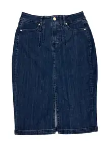 White House Black Market Feminine Blue Jean Capsule Denim Pencil Skirt Size 0