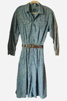 Vtg 90s Liz Claiborne Lizwear Denim Shirt Dress Midi Western Cottagecore S/M