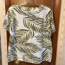 Womens Coral Bay Short Sleeve Leaf Pattern Top