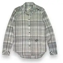 Diesel Slim Fit Plaid Button Down Shirt Womens Medium Gray‎
