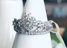 NWT Fragrant Jewels silver gemstone bling princess queen crown ring