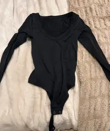Black Bodysuit Target Ribbed