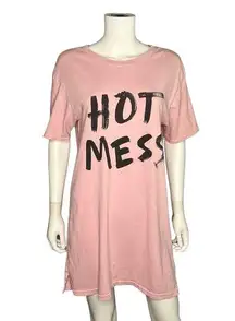 Wildfox Hot Mess Oversized T Shirt Pink Black Dress Size S