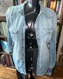 Gap distressed XS basic minimalist denim button down shirt