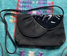 VTG 80’s Patent Leather and Velour Black Shoulder Bag. Great shape! Crossbody.