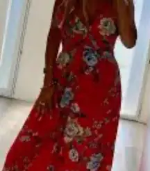 Chetta B Red Floral Maxi Dress