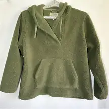 Cabela's Sherpa Fleece Hooded Pullover XL Olive Military Green Kangaroo Pocket
