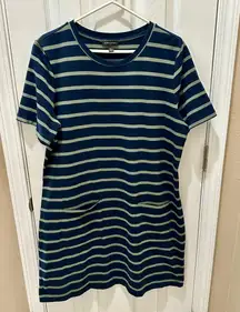 Banana Republic striped t-shirt dress with front pockets size XL blue green