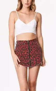 Carmar Denim | Beatrice Red Cheetah Print Denim Skirt