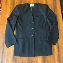 Le Suit Blazer 12 Black Jacket 3 Button Pockets Elegant Career