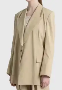Womens‎ Low Classic Beige Raw-edge Point Blazer Small S