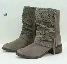 Naughty Monkey Women's Vamp Phyer Taupe Suede Leather Ankle Boots Size US 8