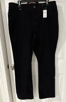 Lands' End Women's Corduroy Pants Black Mid Rise‎ Straight Leg Size 16