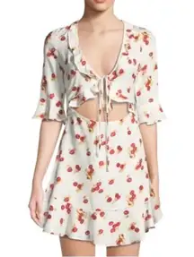 Neiman Marcus Haute Rogue Cherries Cutout Ruffle Mini Dress size Medium NEW