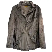 Stefanel Women's Brown Crushed Velvet Button Up Collared Jacket Blazer Elegant M