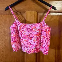 - Lilly Pulitzer Pink Pout Mango Salsa Cropped W/Scalloped bottom Size 4-E…