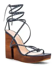 Jacquemus Pilotis Navy Platform Sandals Women’s Size 38 Strappy Lace Up Heels