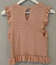 Chic Ruffled Knit Tank Top - Light Pink