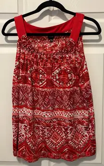 Rafaella Red and White Patterned Tank Top