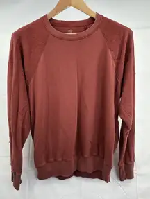Aerie Women's Crewneck Raglan Terry Sweatshirt Red Orange Brick Cozy