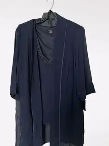 LE BOS Women’s georgette pantsuit with beaded neck style 27821 DARK NAVY 16W