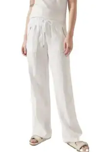 Athleta  Cabo Linen Wide Leg Pants Relaxed Lagenlook White Beach Vacay Cruise