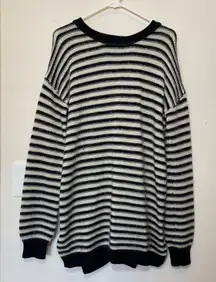 Rebecca Minkoff Worth Striped Split Back Mohair/Wool Knit Sweater Sz Medium