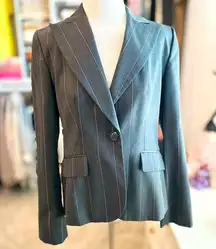 LOFT Charcoal Pinstripe Blazer Size 4