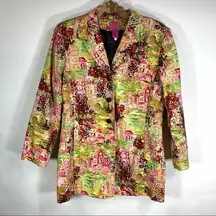 Vintage Bright City Scape Blazer 14 Petite