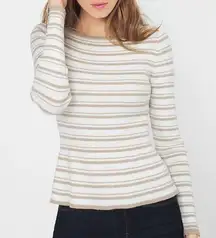 White House Black Market Metallic-Stripe Peplum Sweater size XS petite
