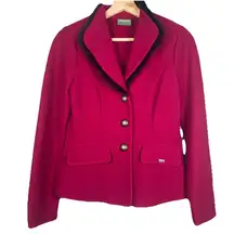 Geiger Vintage Boiled Wool Faux Fur Collar Pink Fuschia Jacket Size‎ 34 Austria