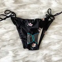 Princess Polly MinkPink Black Floral Drawstring Bikini Bottom Sz XS