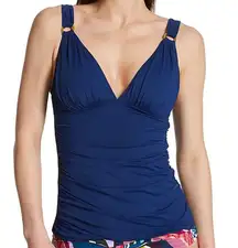 Bleu Rod Beattie Ring Me Up Molded Navy Blue Tankini V-Neck Swim Top 6 NWT