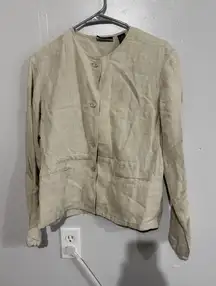 Liz Claiborne Women 100% Linen long sleeve shirt duster/Jacket Natural Size M