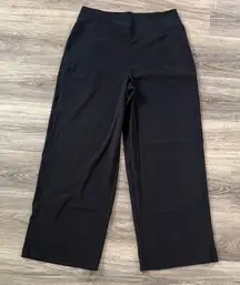 Athleta Black Wide-Leg Pants with Slits Size 12 High rise Pull on Flare