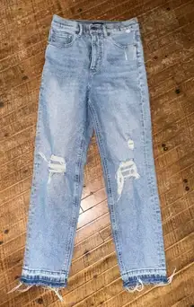 Express mom jean high rise sz 0R distressed jeans