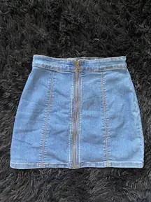 Zip-Up Denim Skirt