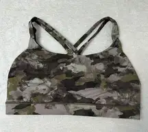 Lululemon Energy Bra Medium Support B–D Cup sz 10 Heritage Camo Wash Juniper Gre