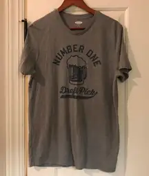 Old Navy Number One Draft Pick Beer Shirt Baseball Grey Tee Shirt M