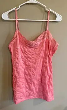 Self Esteem Pink Lace Trim Cami Tank Top Women's Ex Large Sequins Sparkle