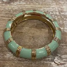 J.Crew Gold Tone Mint Green Bangle Cuff Statement Bracelet