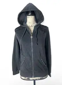 BCBGMaxazria grey zip up hooded sweatshirt SZ M