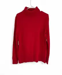 Lands End Womens 100% Cashmere Sweater Large Cherry Red Holiday Festive Preppy