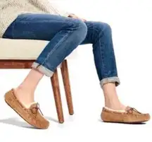 Dakota Chestnut Brown Suede Leather Wool Lined Moccasin Slipper Loafer Shoes