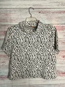 Belldini Top Black White Floral Short Sleeve XL New