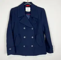 1901 Nordstrom Navy Blue Double Breasted Peacoat Size XS Petite