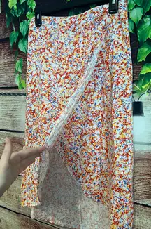 Boutique Faux Wrap Midi Skirt 4th of July Patriotic Red White Blue Beachy Medium