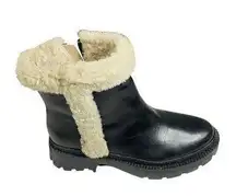 Coach Jane Boot 9 Lug Sole Black Leather Sherpa Reg $385