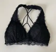 NWOT Gilly Hicks junior’s black lace strappy adjustable halter neck bralette bra