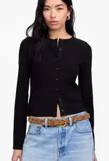 Madewell Flared Sleeve Cardigan in Jet Black, Size Medium
